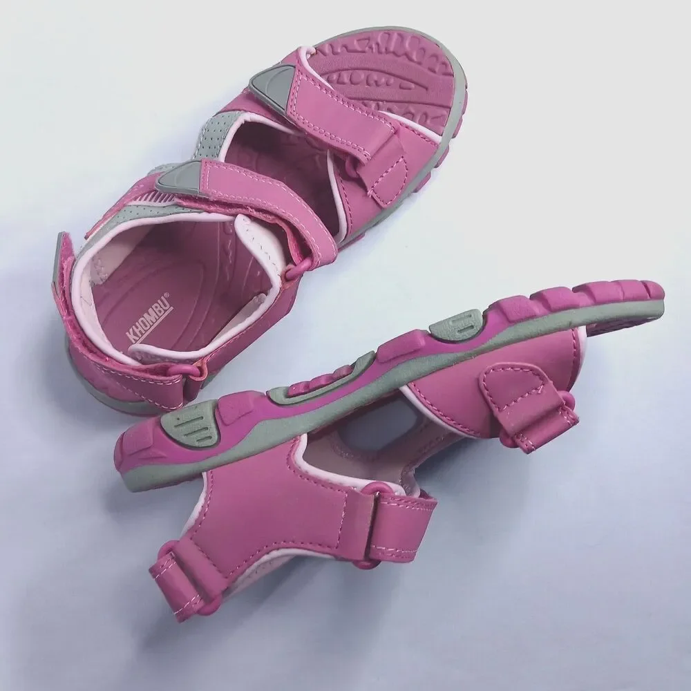 Khombu Water River Sandals Lilly Shoes Adjustable Pink Gray Kids Girls sz 3